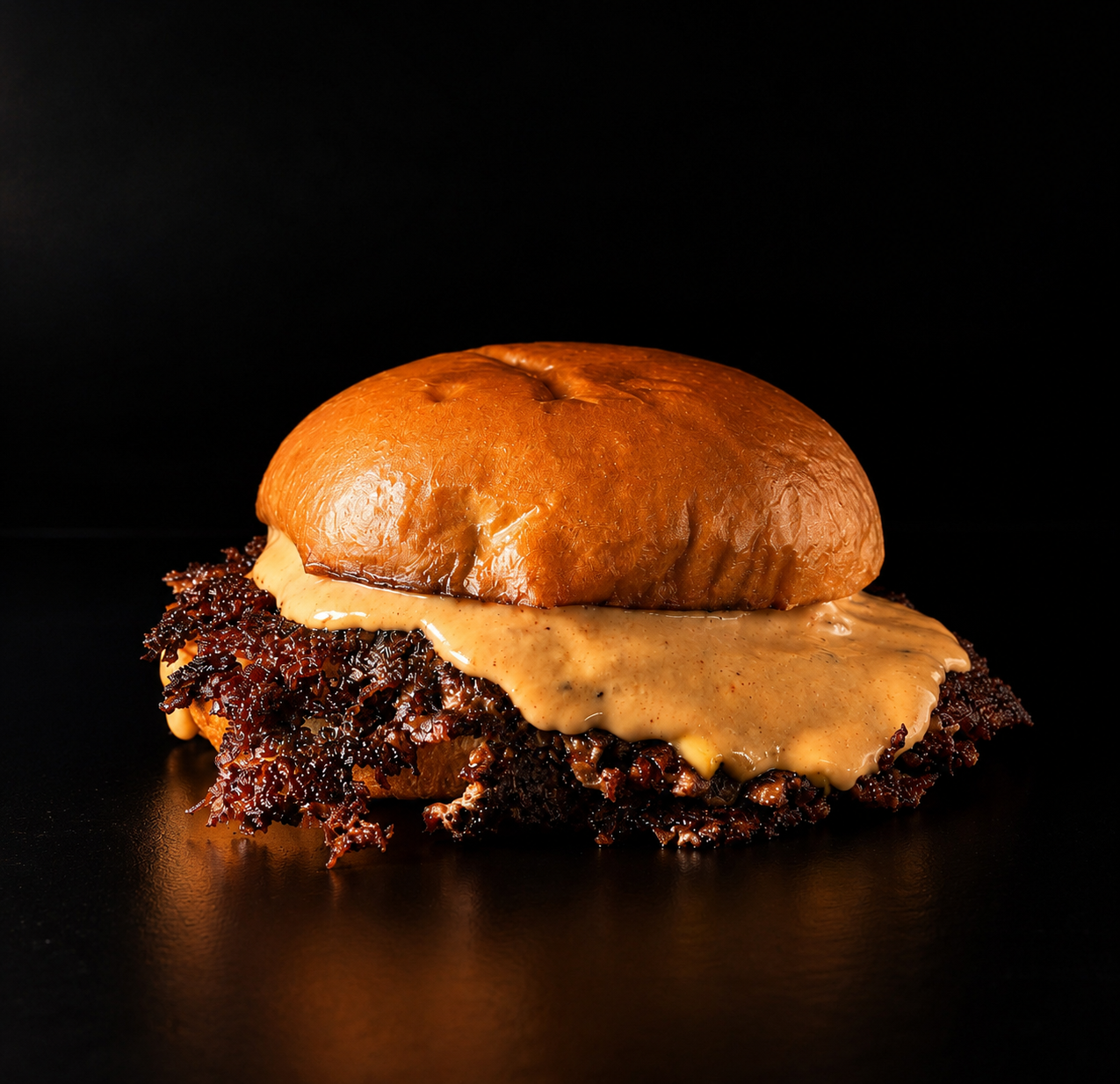 The Gotham Single Smash burger with American cheese and Gotham Sauce